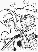 coloriage toy story woody et la bergere